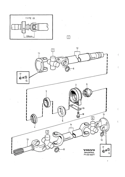 Propeller shaft centre bearing and mounting