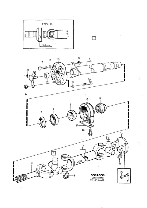 Propeller shaft centre bearing and mounting