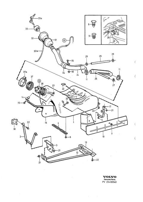 Fuel tank and connecting parts