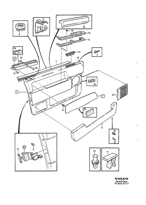 Parts for front door panel