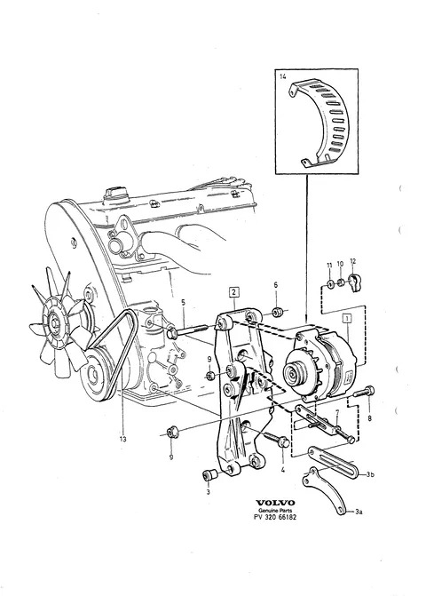Alternator with mounting parts