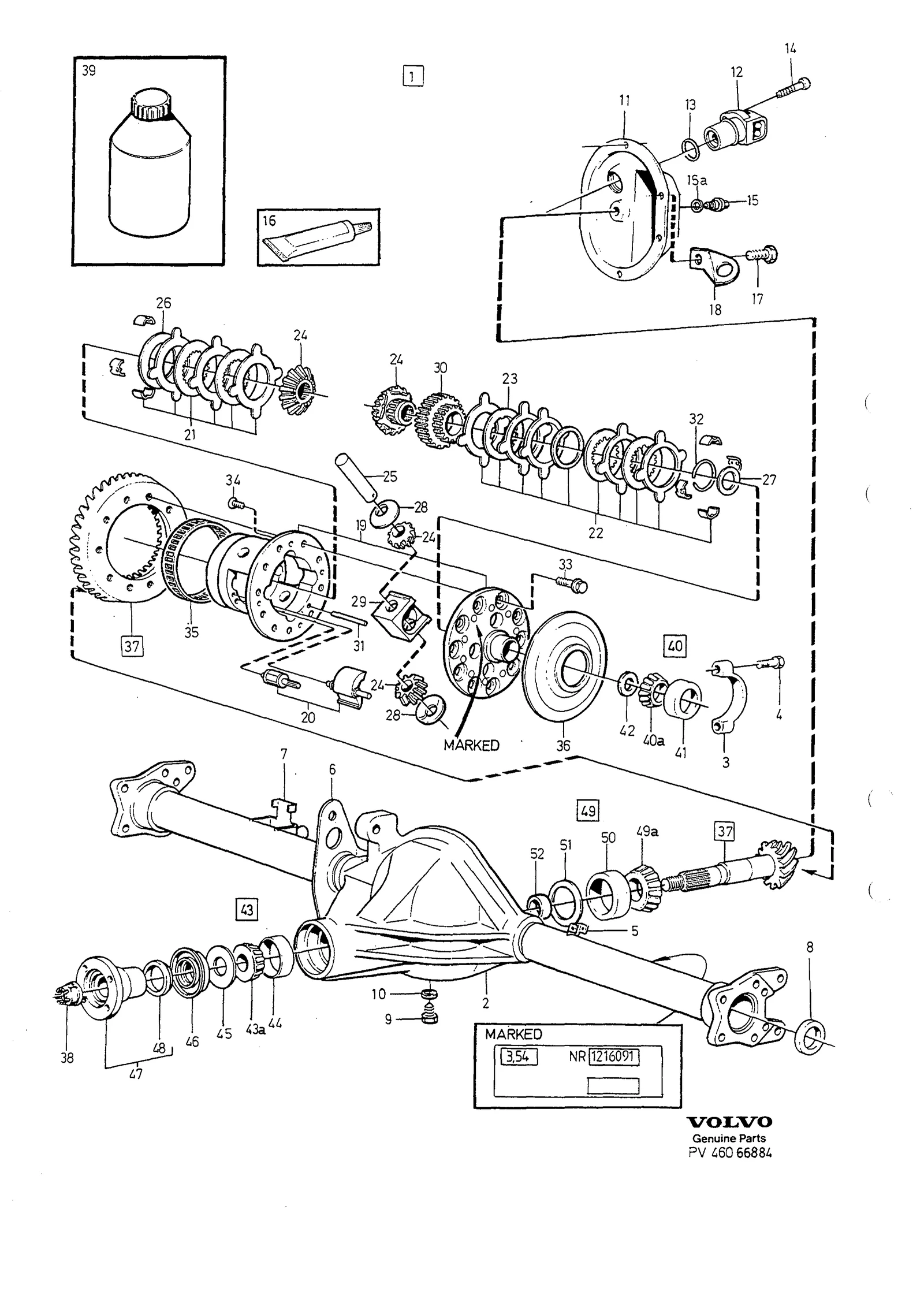 Pont arrière rigide, différentiel autobloquant pour Volvo 940/960 1990-1996