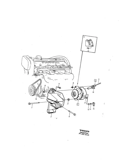 Alternator with mounting parts