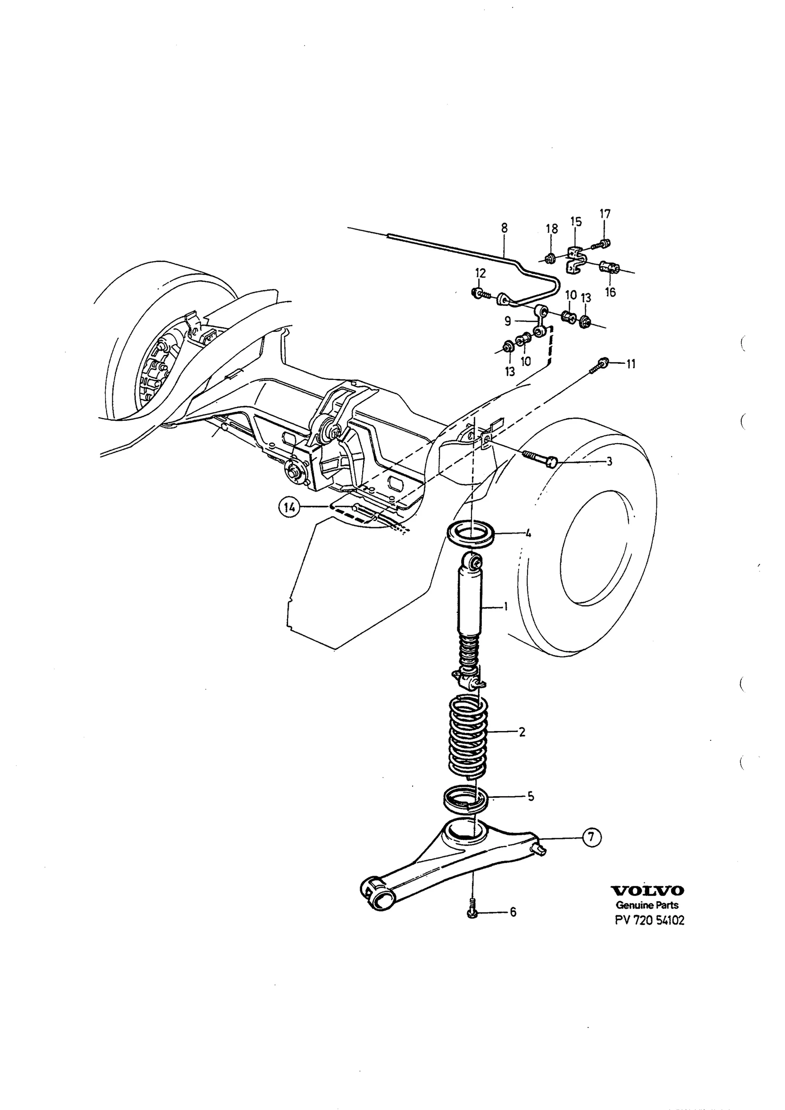 Rear suspension 1) multi-link 1994 til Volvo 940/960 1994- & S90/V90 1997-