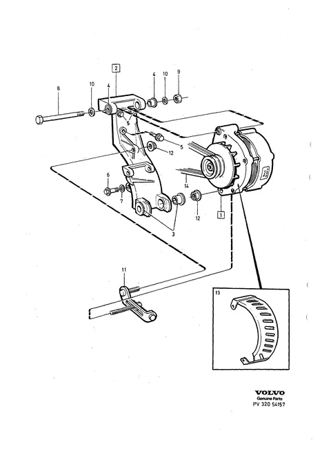 Alternator with mounting parts