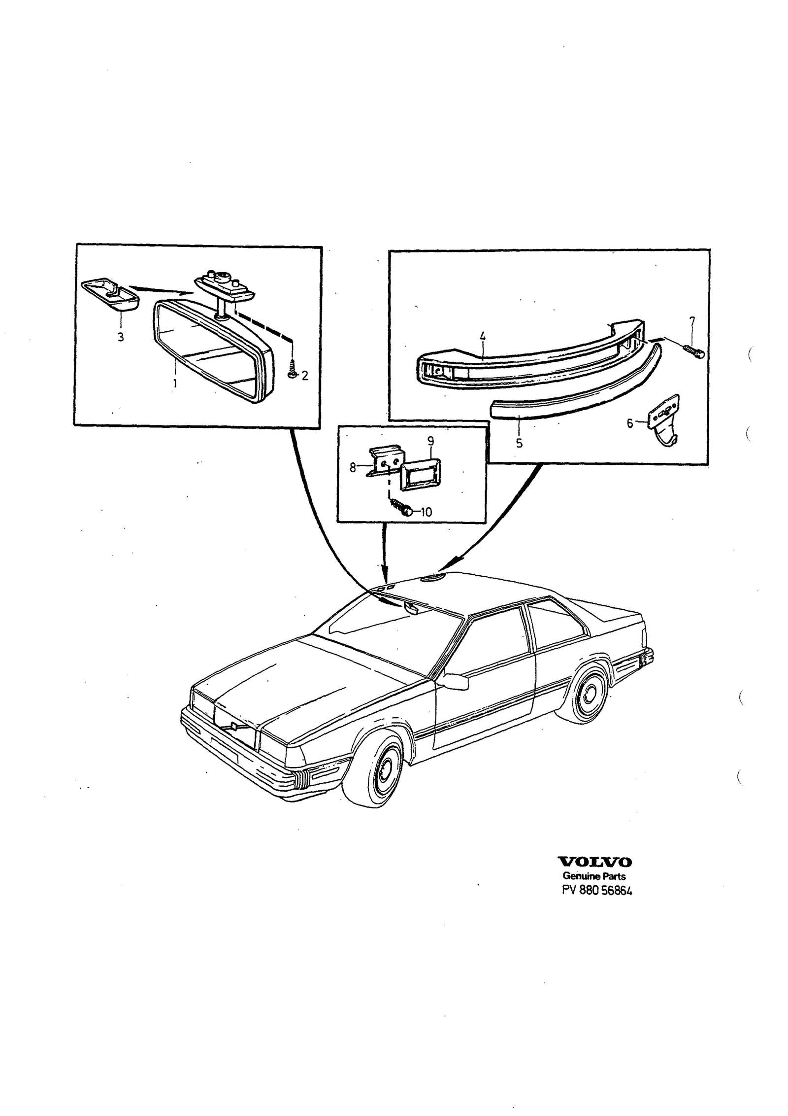 Rear-view mirror entry handle til Volvo 940/960 1994- & S90/V90 1997-
