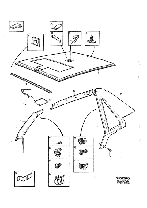 Interior parts, roof section