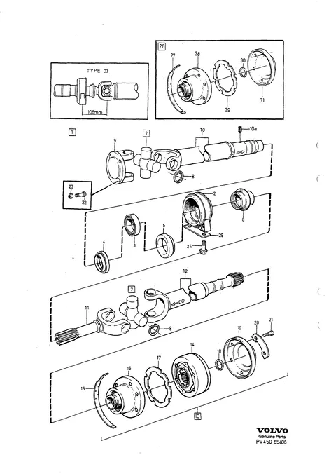 Propeller shaft centre bearing and mounting