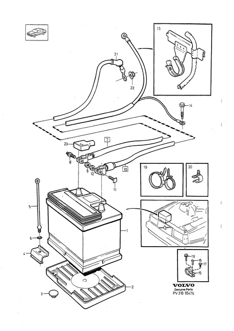 Batteries with mounting parts