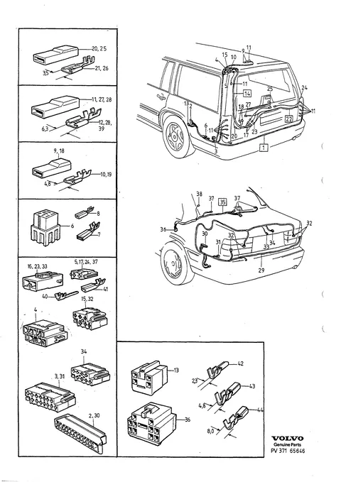 Cable harness rear contacts