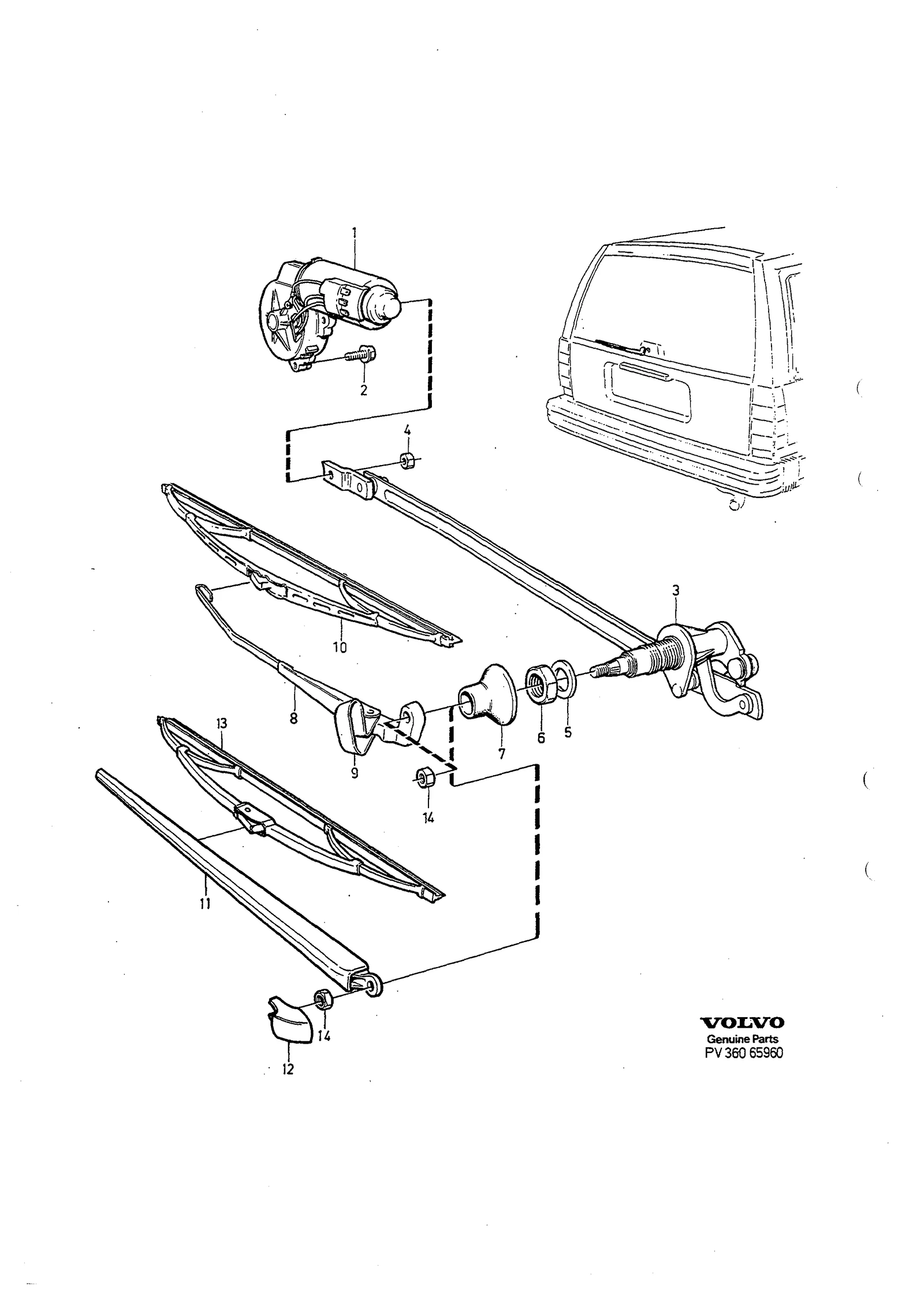 Rear window wiper til Volvo 940/960 1994- & S90/V90 1997-