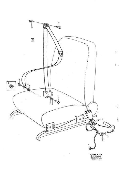 Front seat belt, single reel