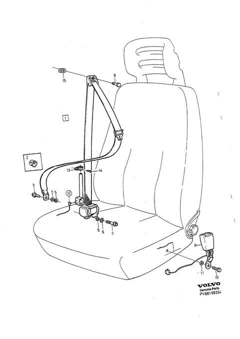 Front seat belt, single reel