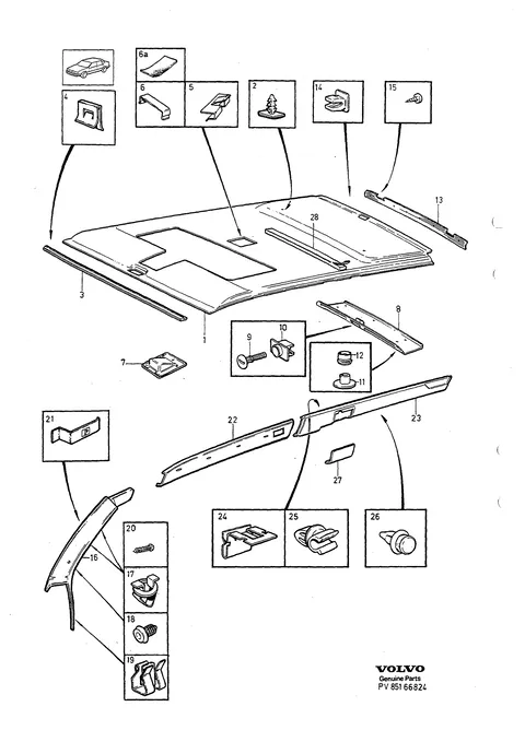Interior parts, roof section