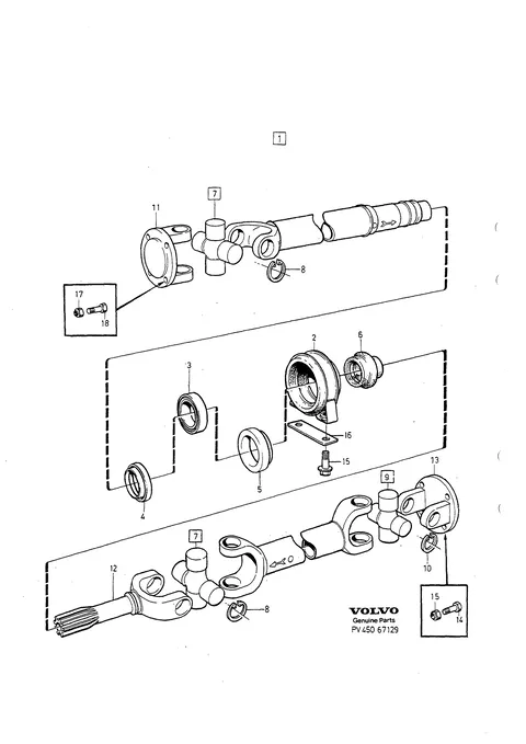 Propeller shaft centre bearing and mounting