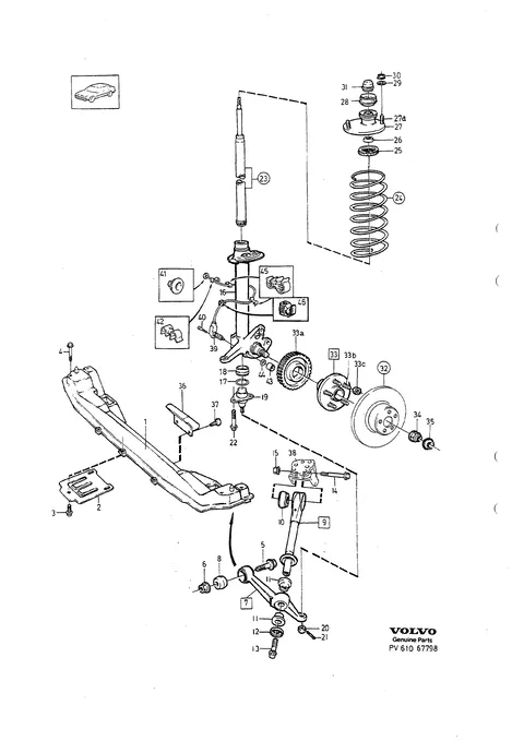 Front axle fjær support