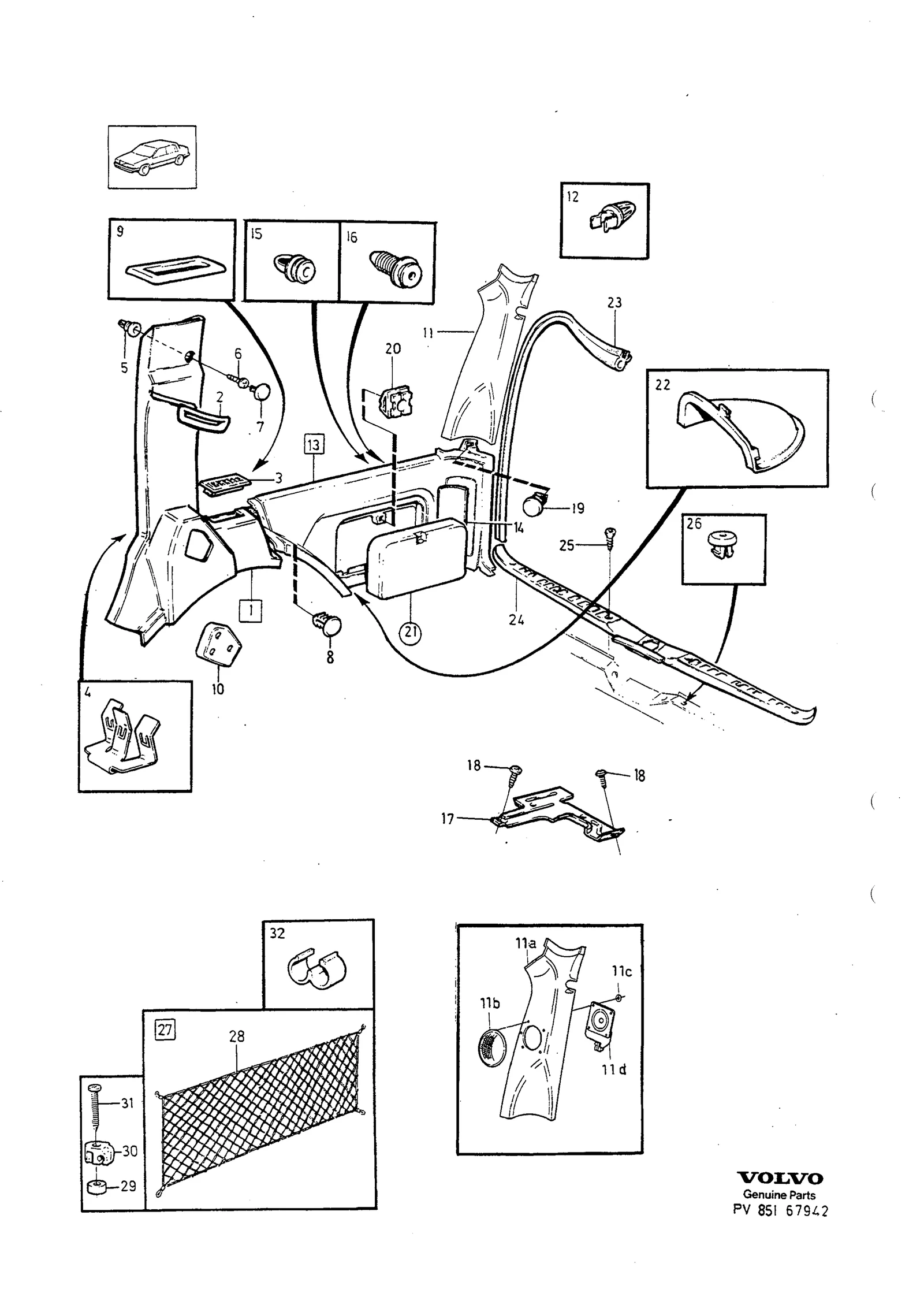 INTERIOR TRIM LUGGAGE COMPARTMENT INREDNINGSDETALJER BAGAGEUTRYMME