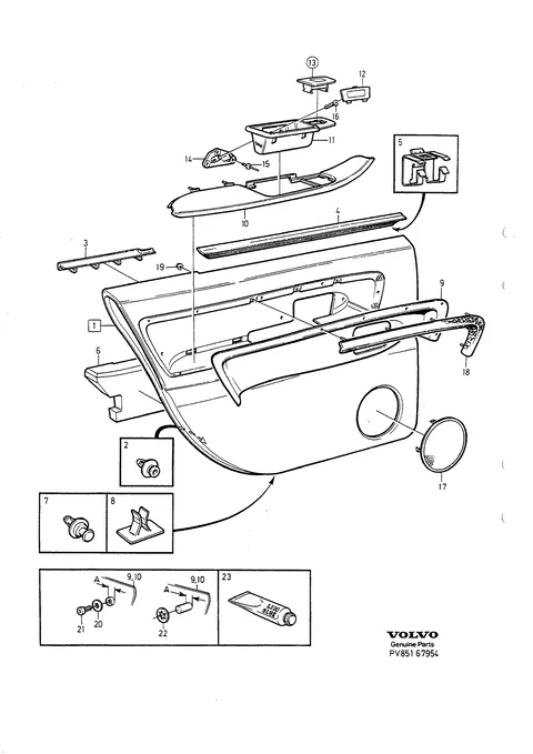 Parts for rear door panel