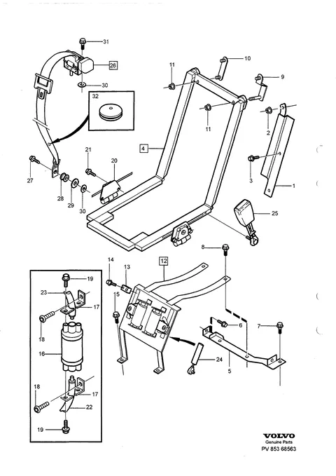 Installation parts rear seat