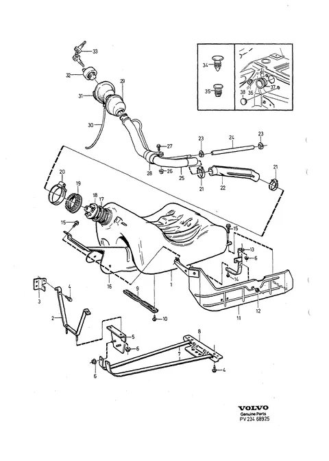 Fuel tank and connecting parts