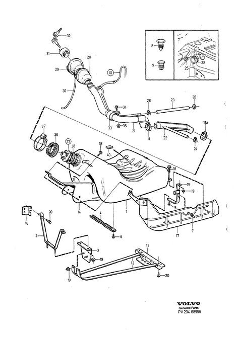 Fuel tank and connecting parts