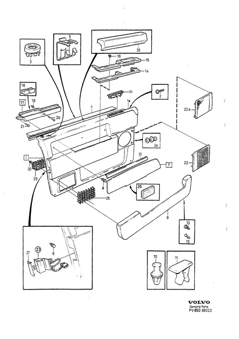 Parts for front door panel