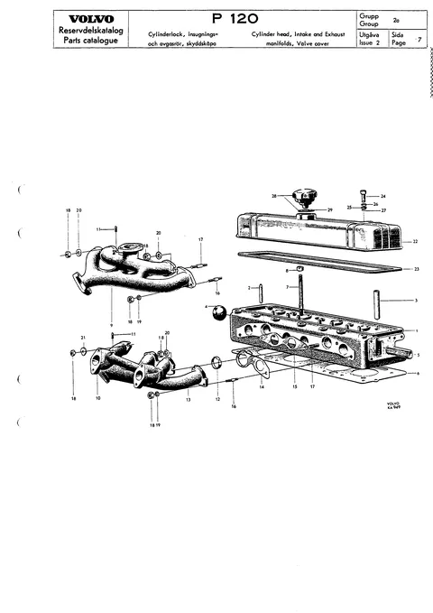 Cylinder head, intake and exhaust manifolds, valve cover