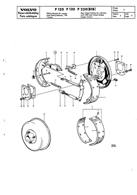 Rear wheel brakes