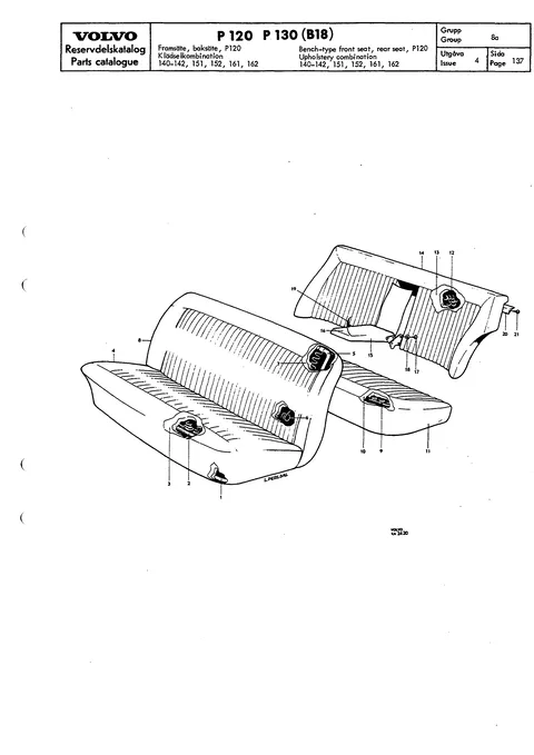 Framsäte, baksäte, P120 Bench type front seat, rear seat, P120
