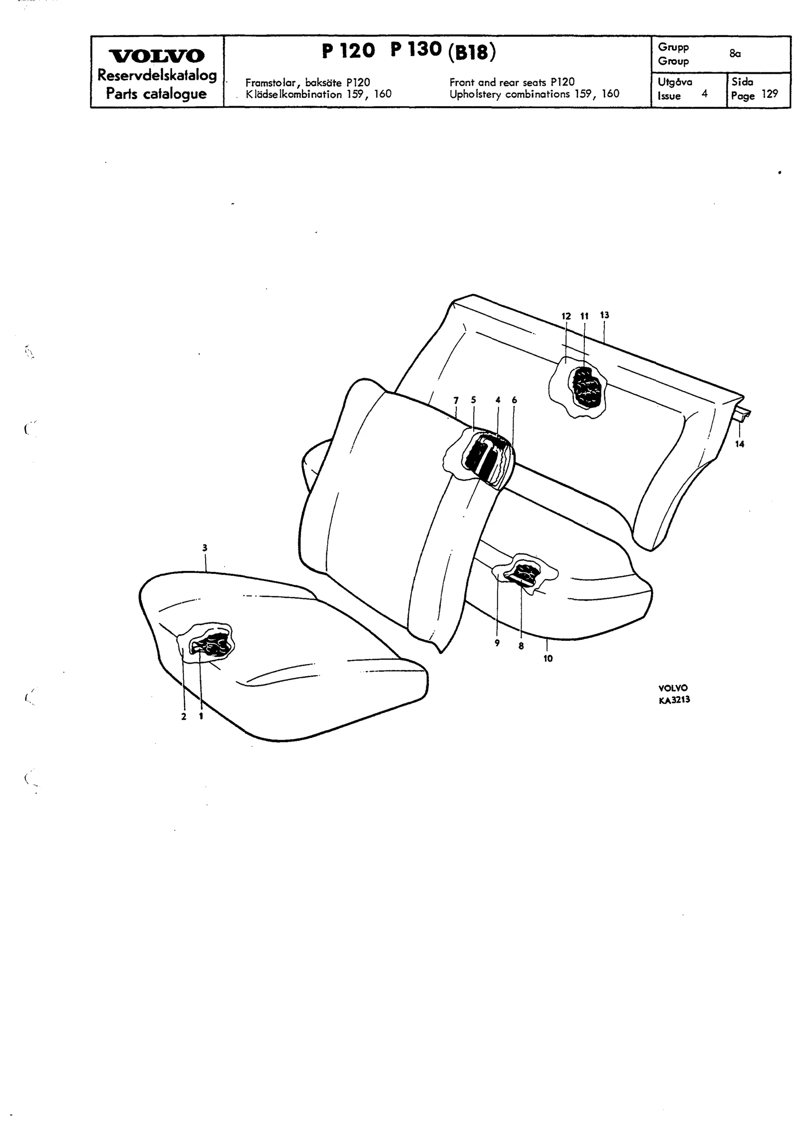 Framstolar, baksäte P120 Klädselkombination 159, 160