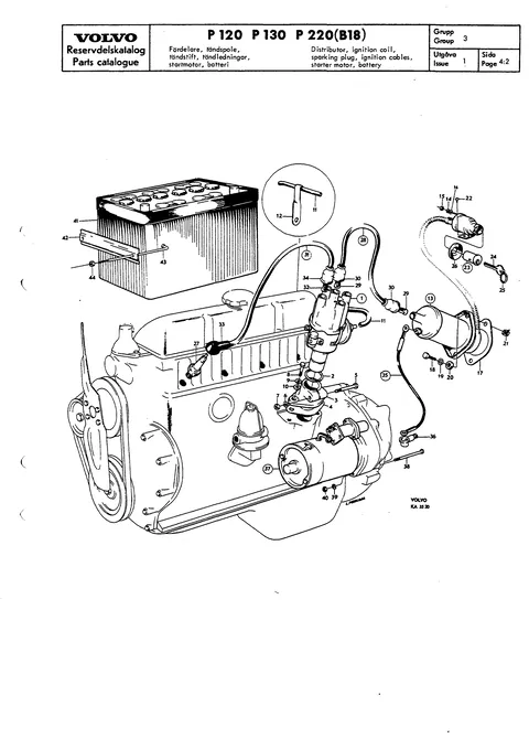 Fördelare, tändspole, tändstift, tändledningar, startmotor, batteri · 144