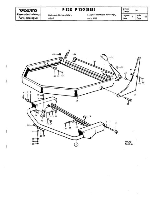 Separate front seat mountings, early prod 1)