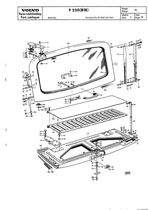 Horizontally-divided rear door