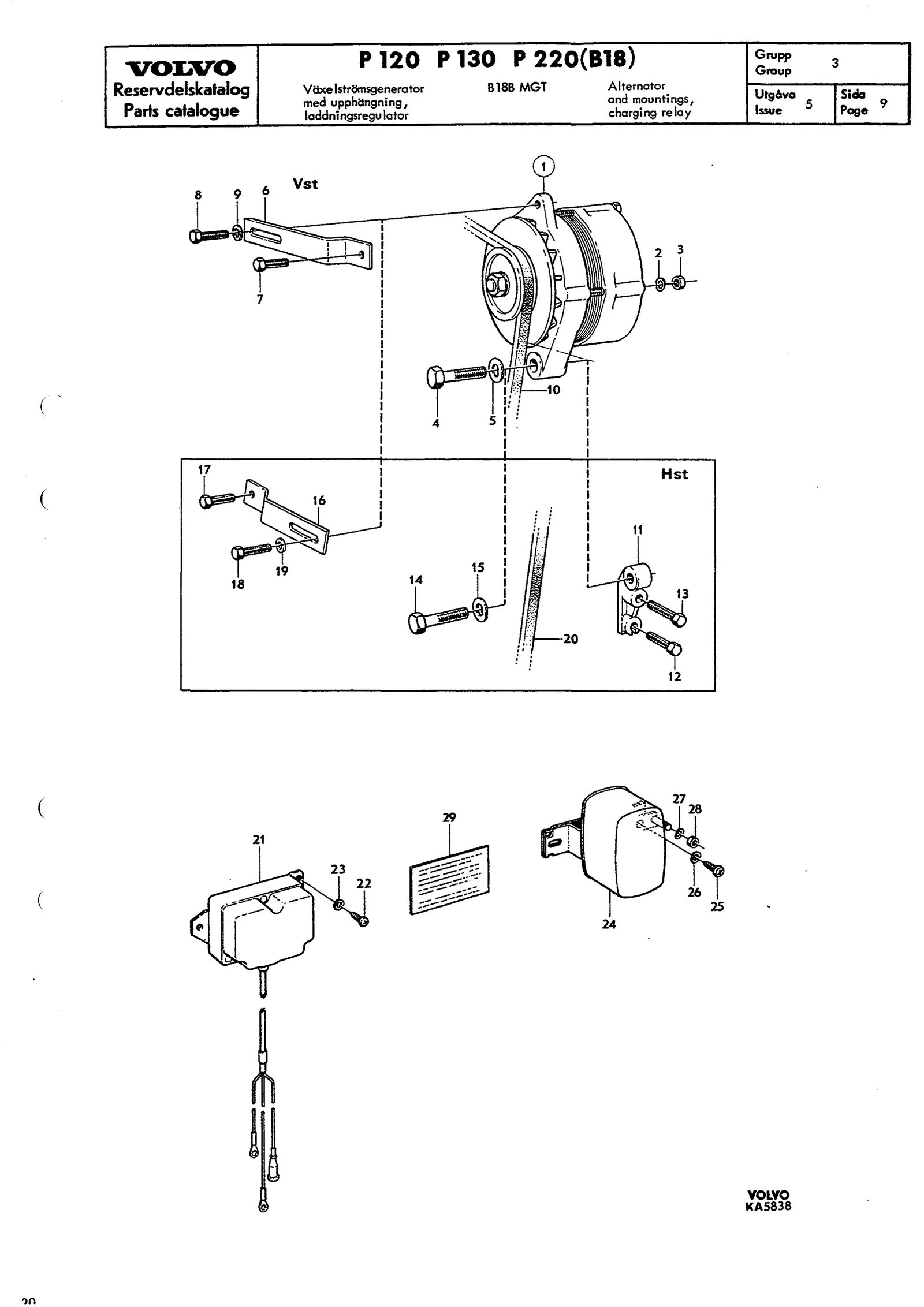 Växelströmsgenerator med upphängning, laddningsregulator