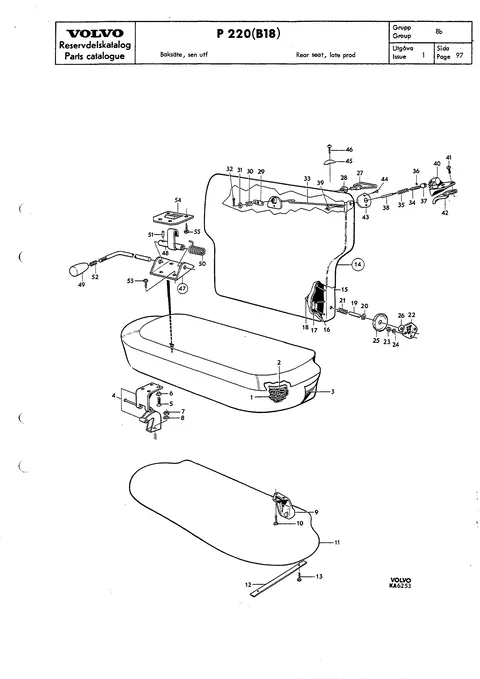 Rear seat, late prod 1)