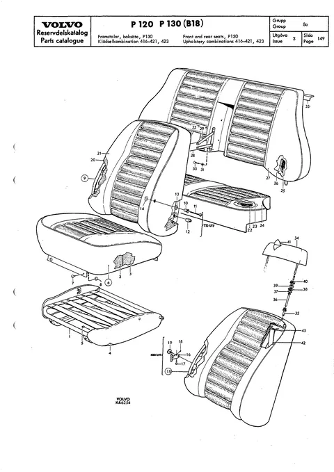 Front and rear seats P130 Upholstery combinations