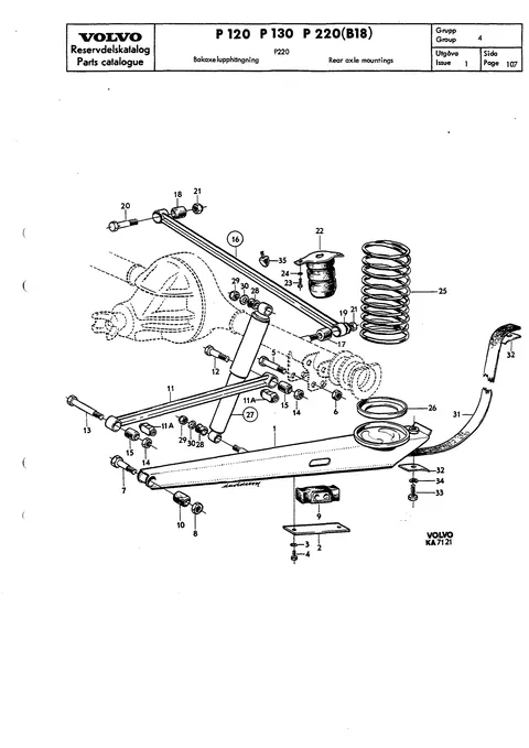 Rear axle mountings