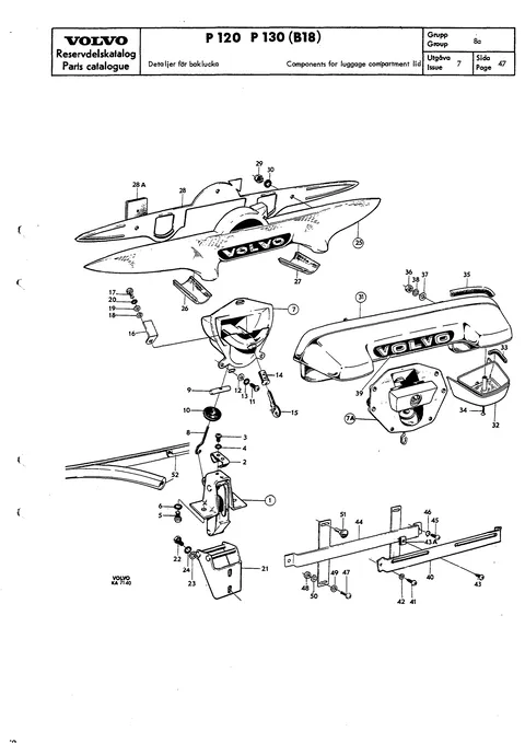 Components for luggage compartment lid