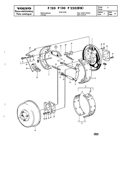 Rear wheel brakes Split circuit P130 P220