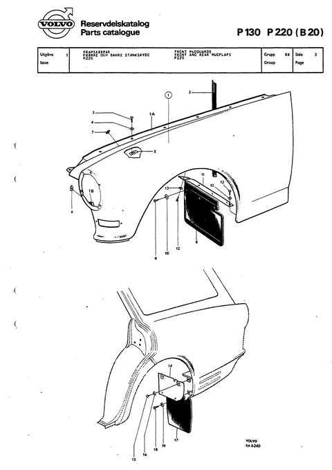 Front mudguards front and rear mudflaps P220