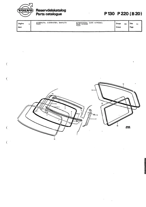 Windscreen, side windows, rear window P220
