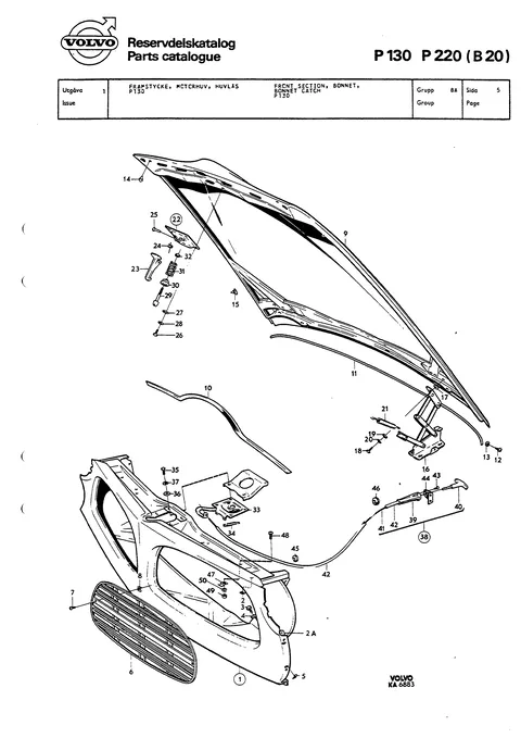 Front section, bonnet, bonnet catch