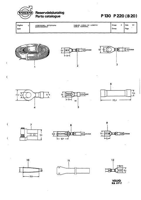Cables (sold by length) cable terminal