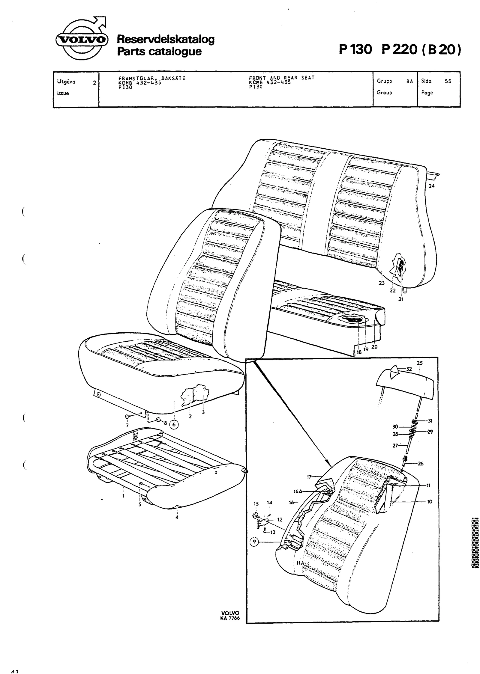 FRAMSTOLAR, BAKSÄTE KOMB 417B, 425B, 430, 431 P130