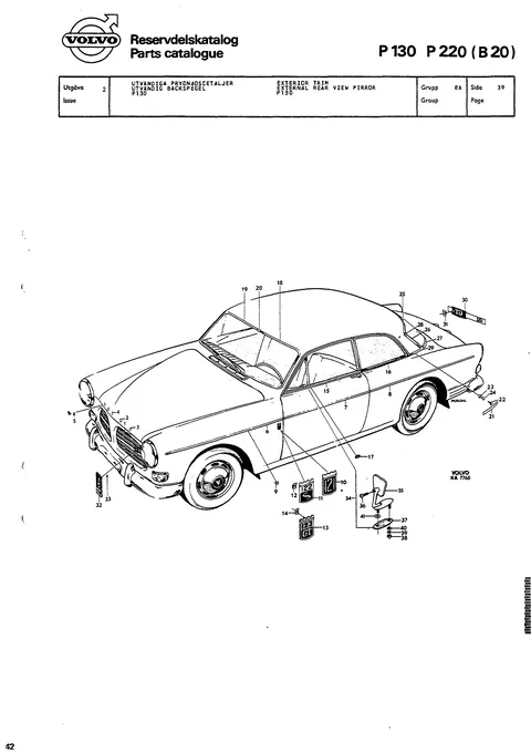 Exterior trim / external rear view mirror / P130