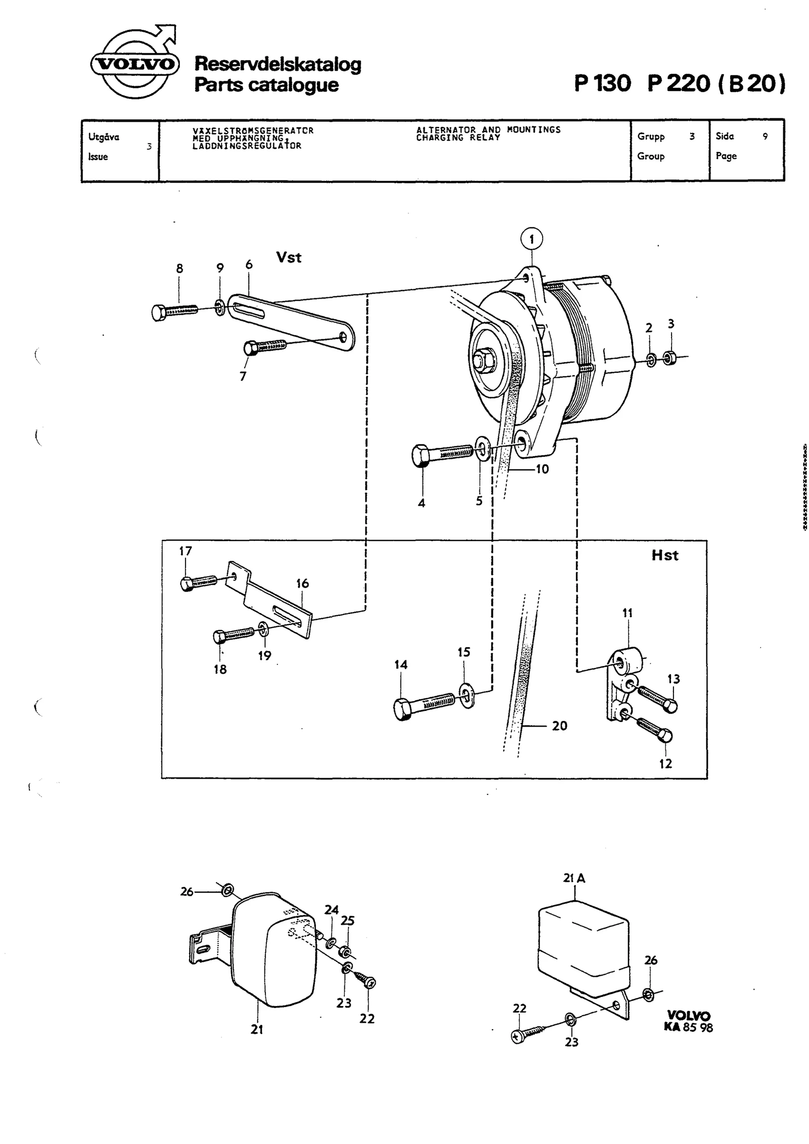VÄXELSTRÖMSGENERATOR MED UPPHÄNGNING, LADDNINGSREGULATOR