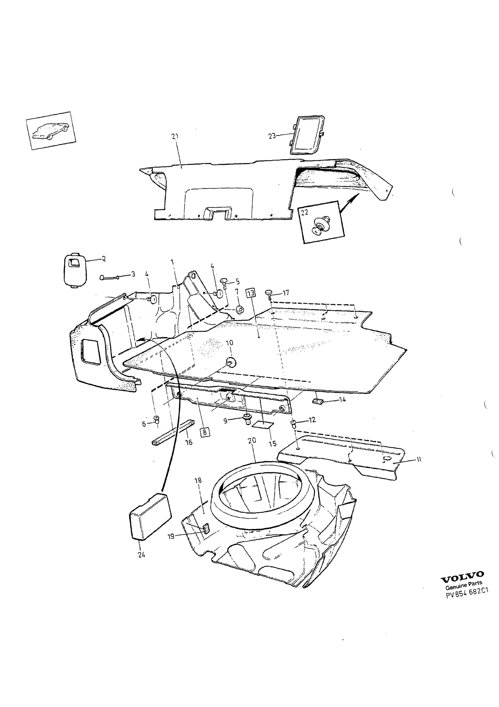 Interiørdetaljer bagasjerom til Volvo S70/V70/C70 · Volvo C70/V70/S70