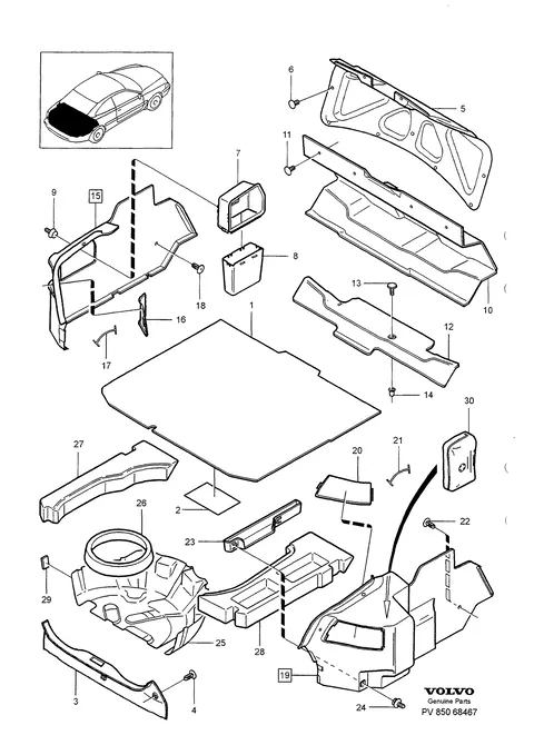Interior trim luggage compartment