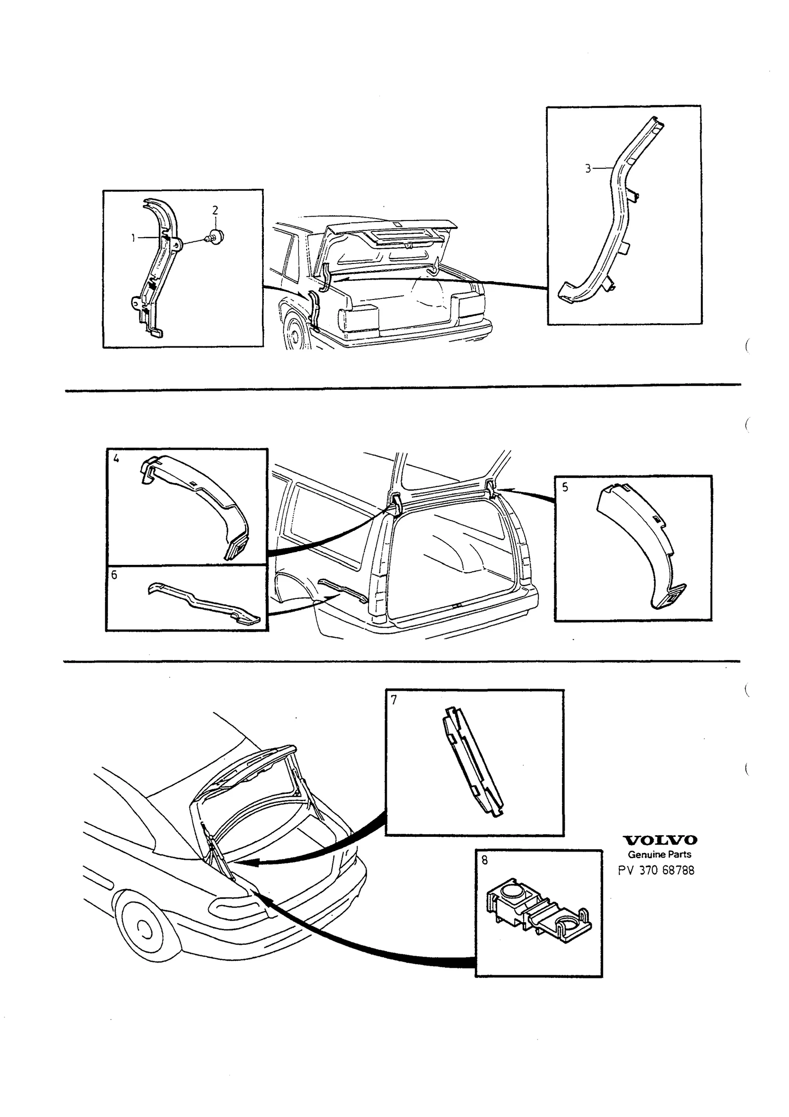 Cable grooves luggage compartment voor Volvo S70/V70/C70 · Volvo C70/V70/S70