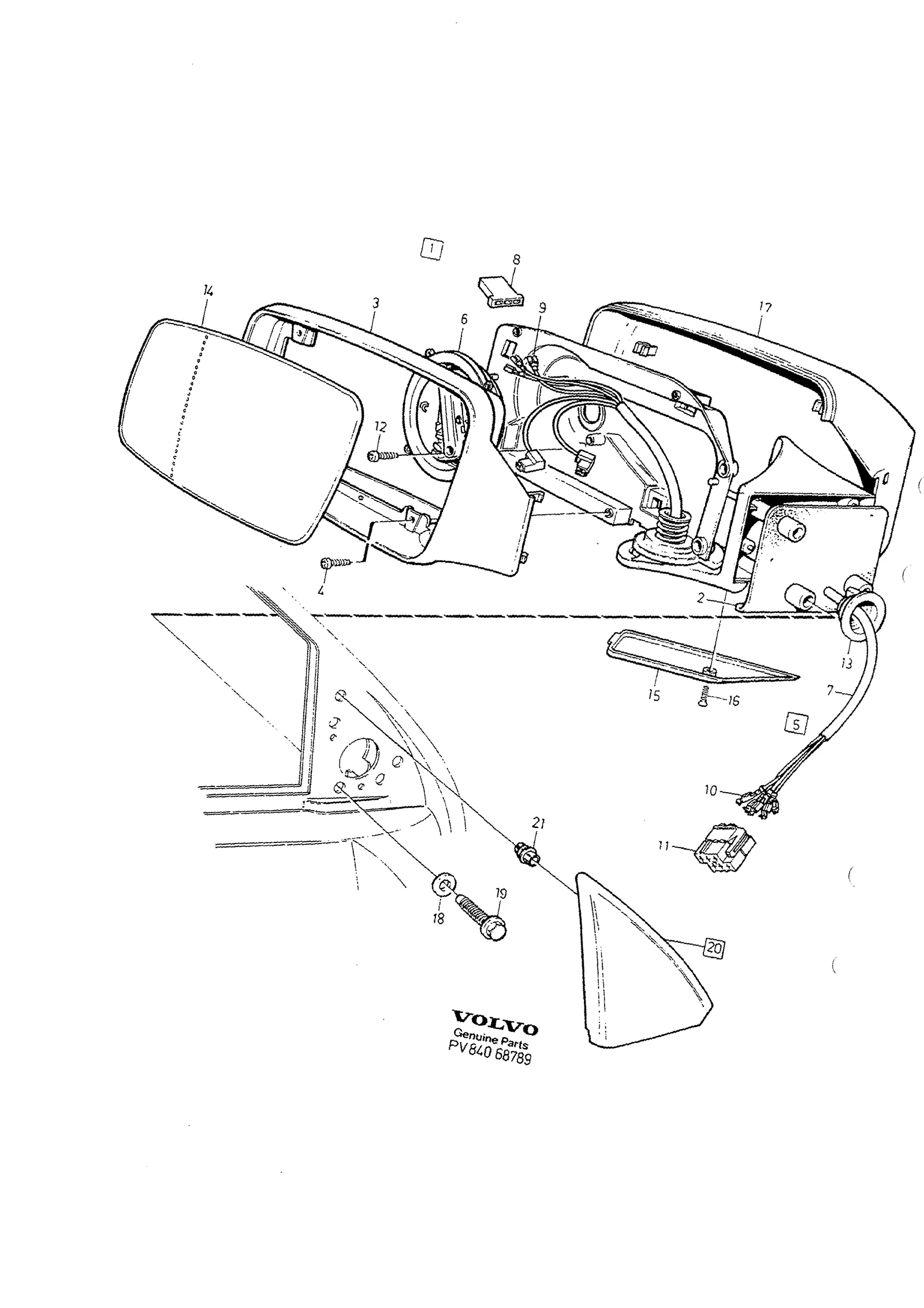 Achteruitkijkspiegel buiten voor Volvo S70/V70/C70 · Volvo C70/V70/S70